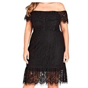 City chic off the should all over lace midi dress size 22.